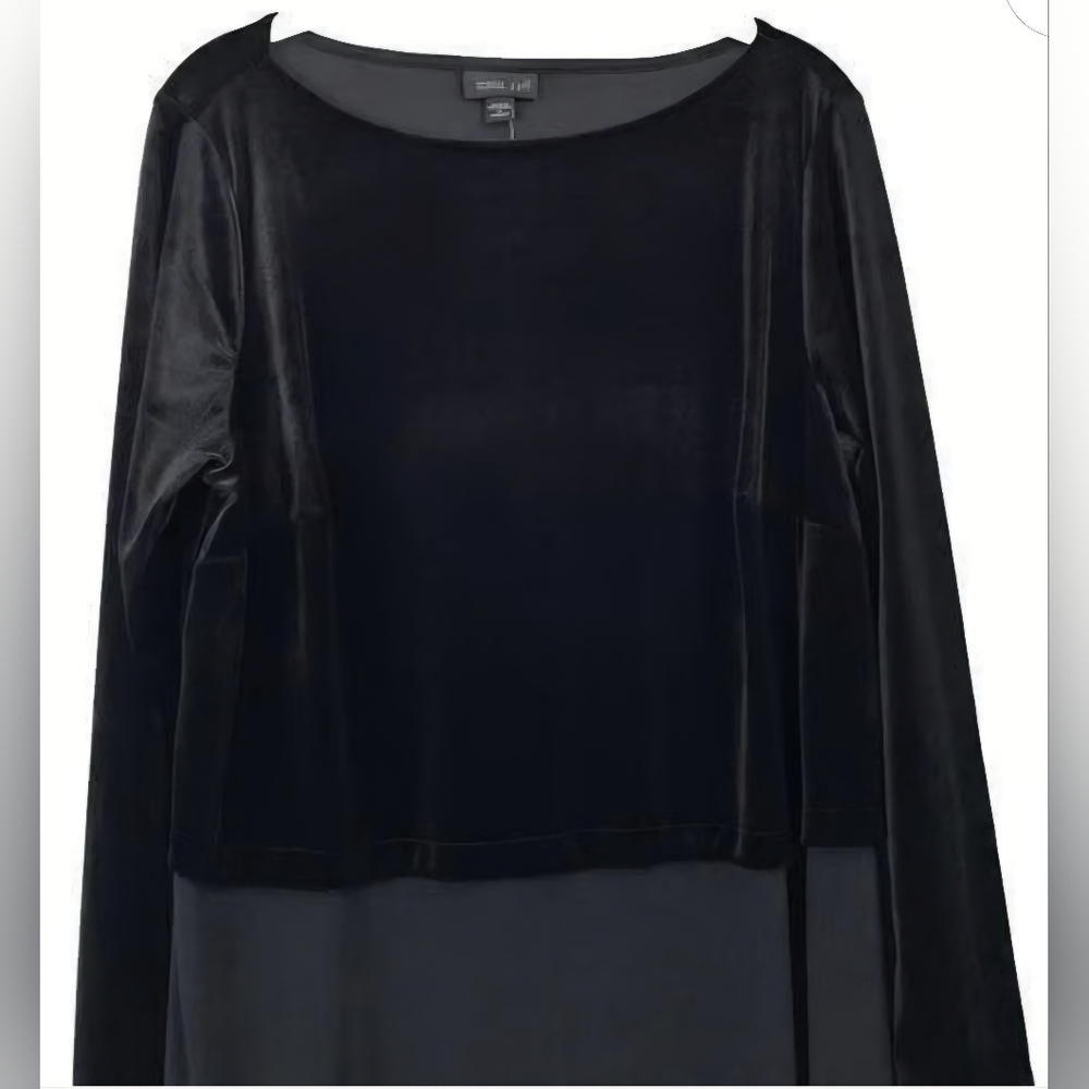 NWOT Womens Size XL J.Jill Wearever Tunic Black Long Sleeve Velvet Top Side Slit